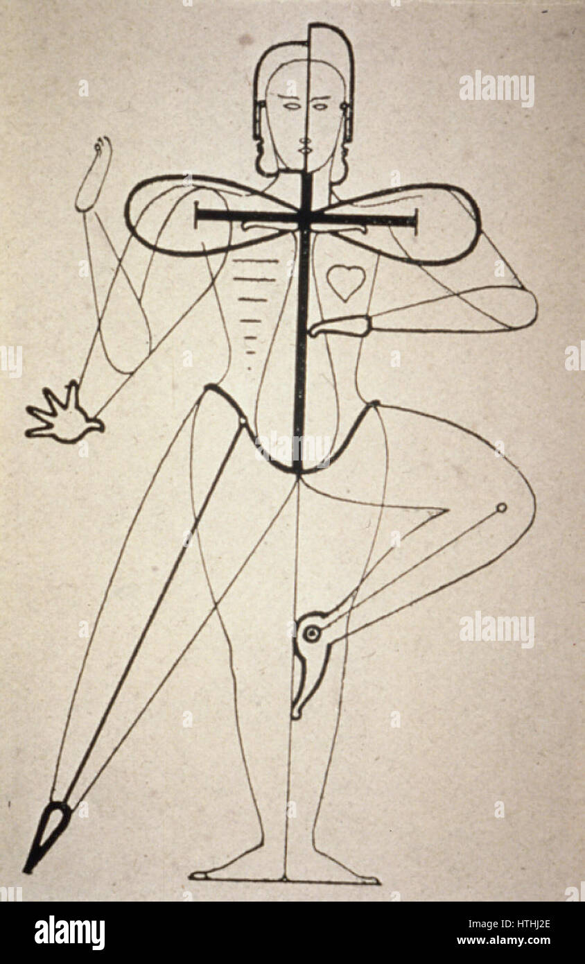 Oskar Schlemmer Sketch of figural movement for dance 1921 Stock Photo
