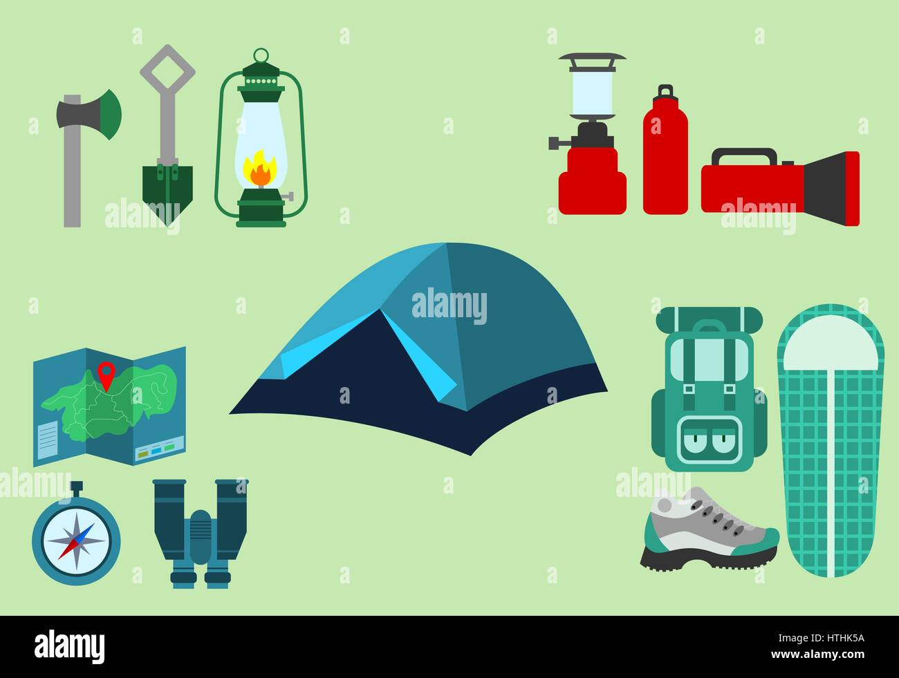 Camping equipment. Hiking icons.Outdoor gear and accessories