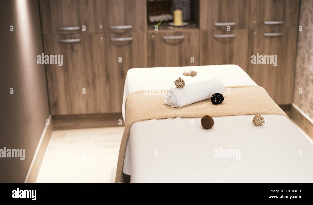 Beautiful Modern Massage Room In Spa Resort Stock Photo