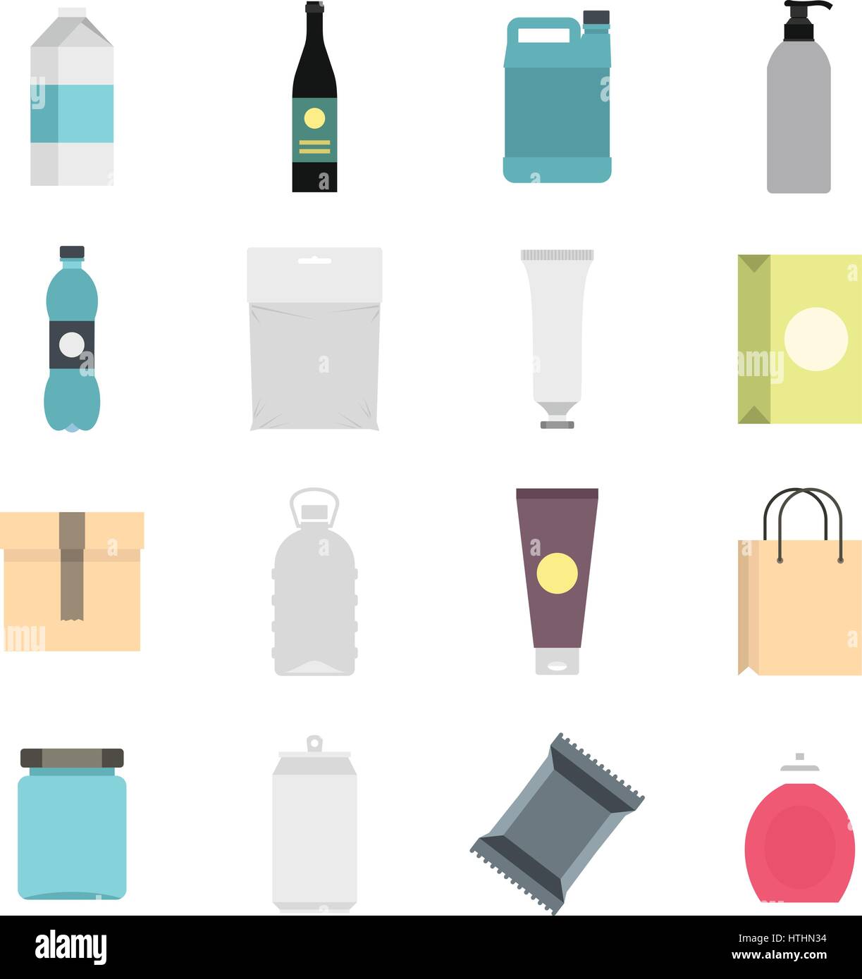 Packaging items set icons in flat style isolated on white background ...