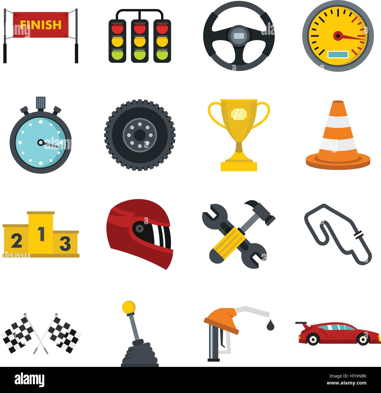 Racing speed set icons in flat style isolated on white background Stock ...