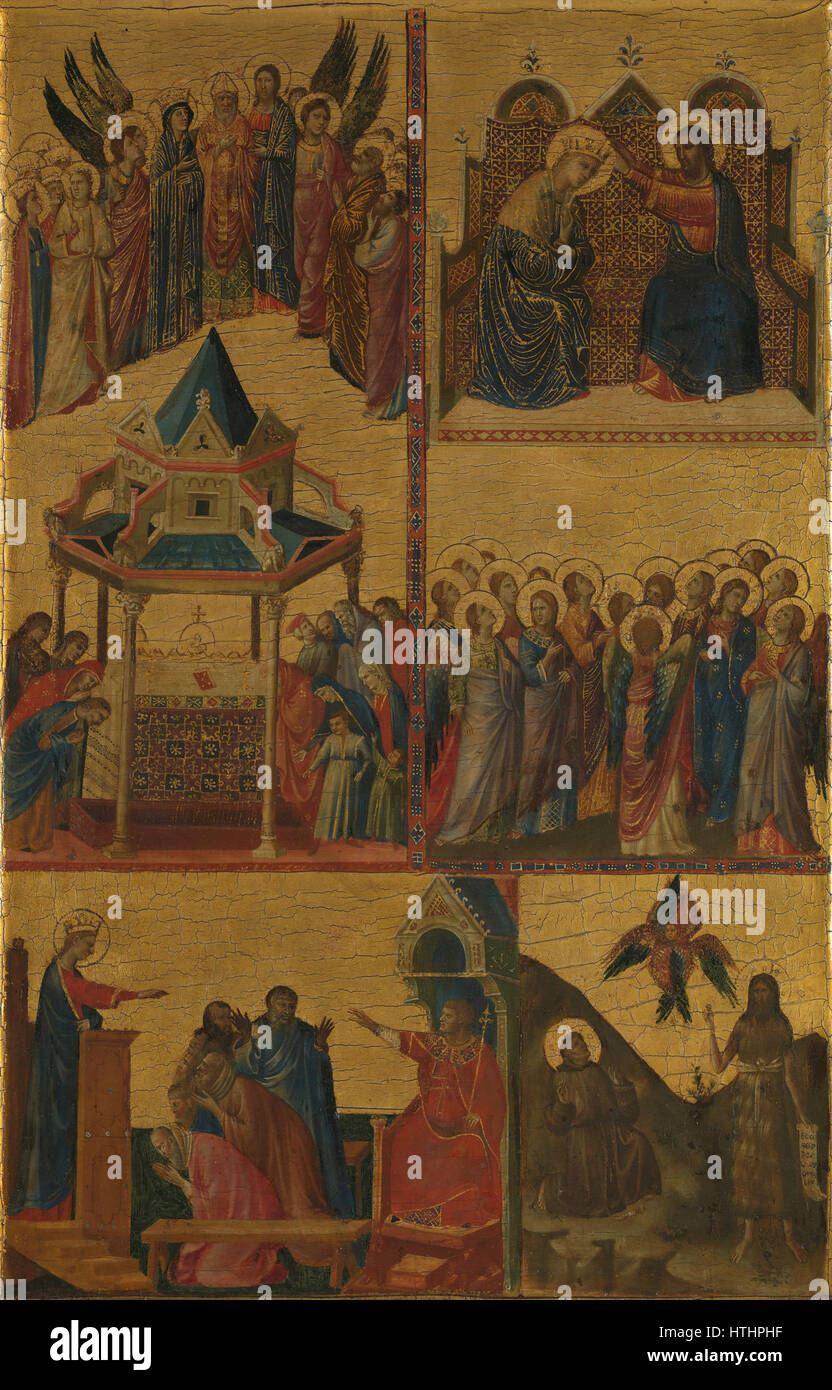 Scenes from the Lives of the Virgin and other Saints, by Giovanni da Rimini (National Gallery) Stock Photo