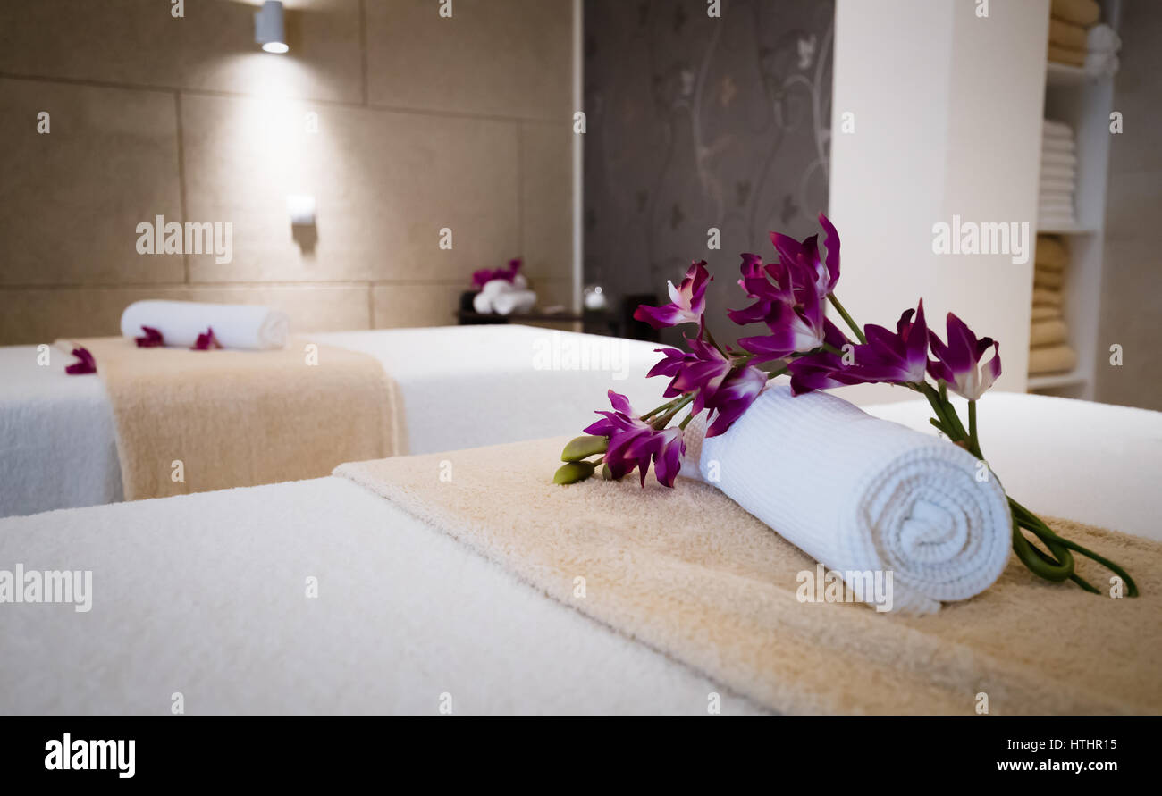 Beautiful Modern Massage Room In Spa Resort Stock Photo