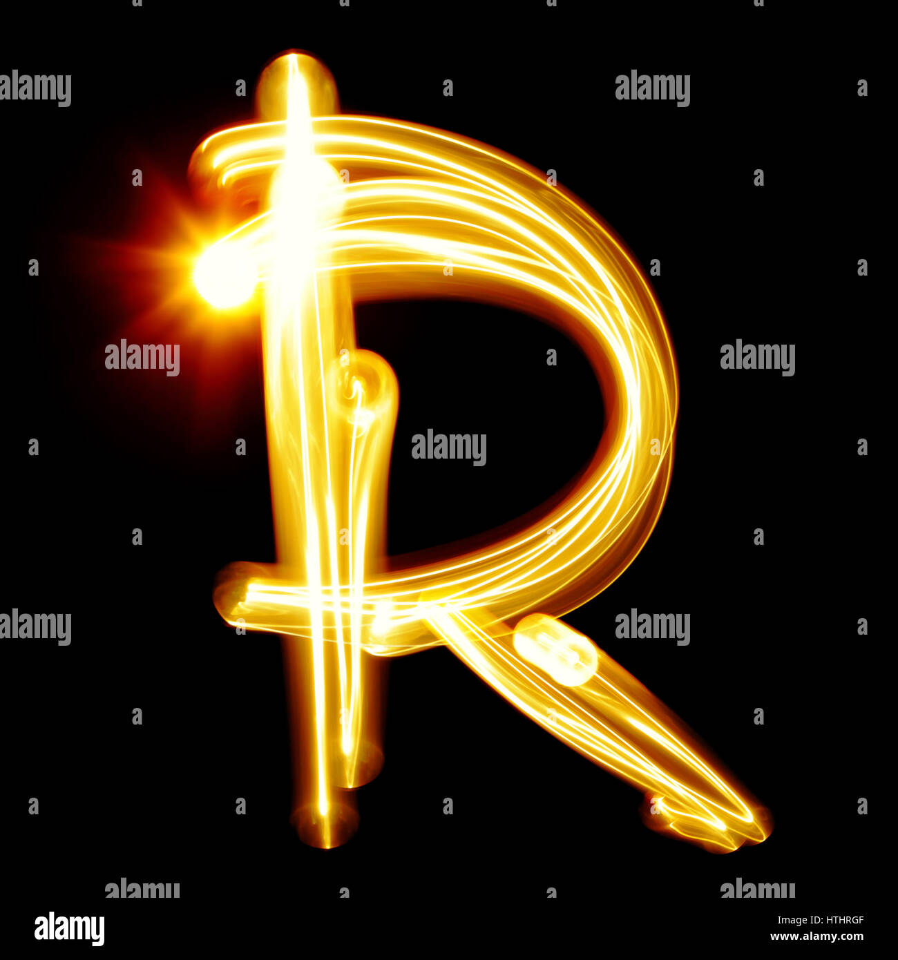 R - Created by light alphabet over black background Stock Photo - Alamy