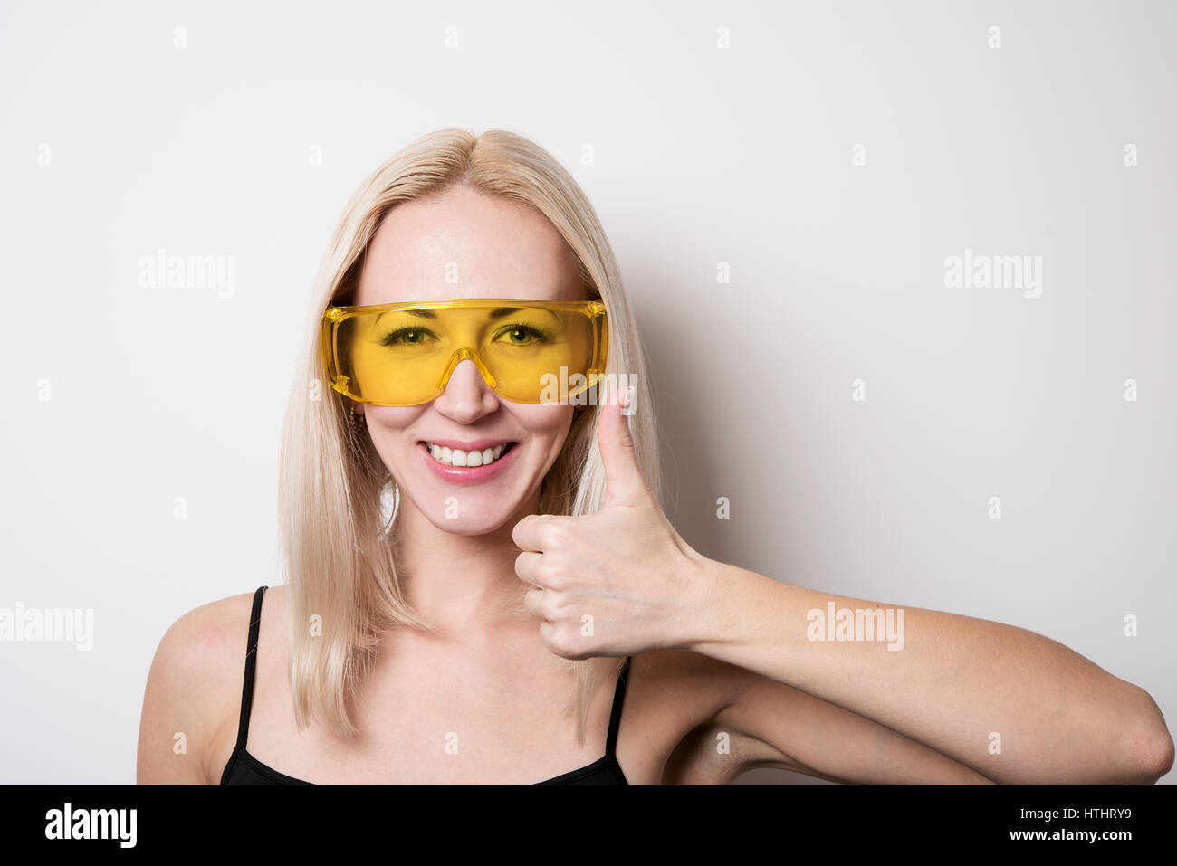 girl in the safety glasses Stock Photo Alamy