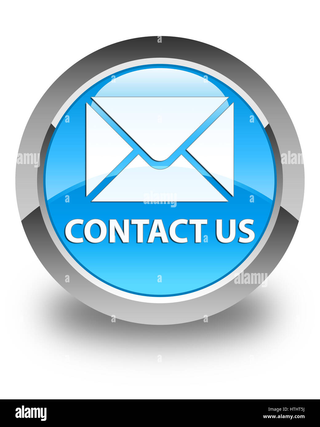 Contact us (email icon) isolated on glossy cyan blue round button ...