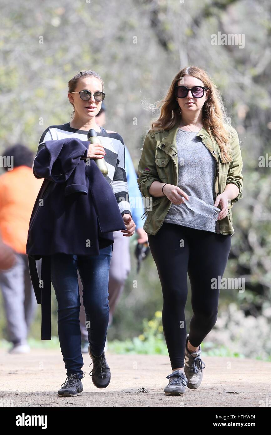 Natalie Portman seen hiking with a friend  Featuring: Natalie Portman Where: Los Angeles, California, United States When: 08 Feb 2017 Stock Photo