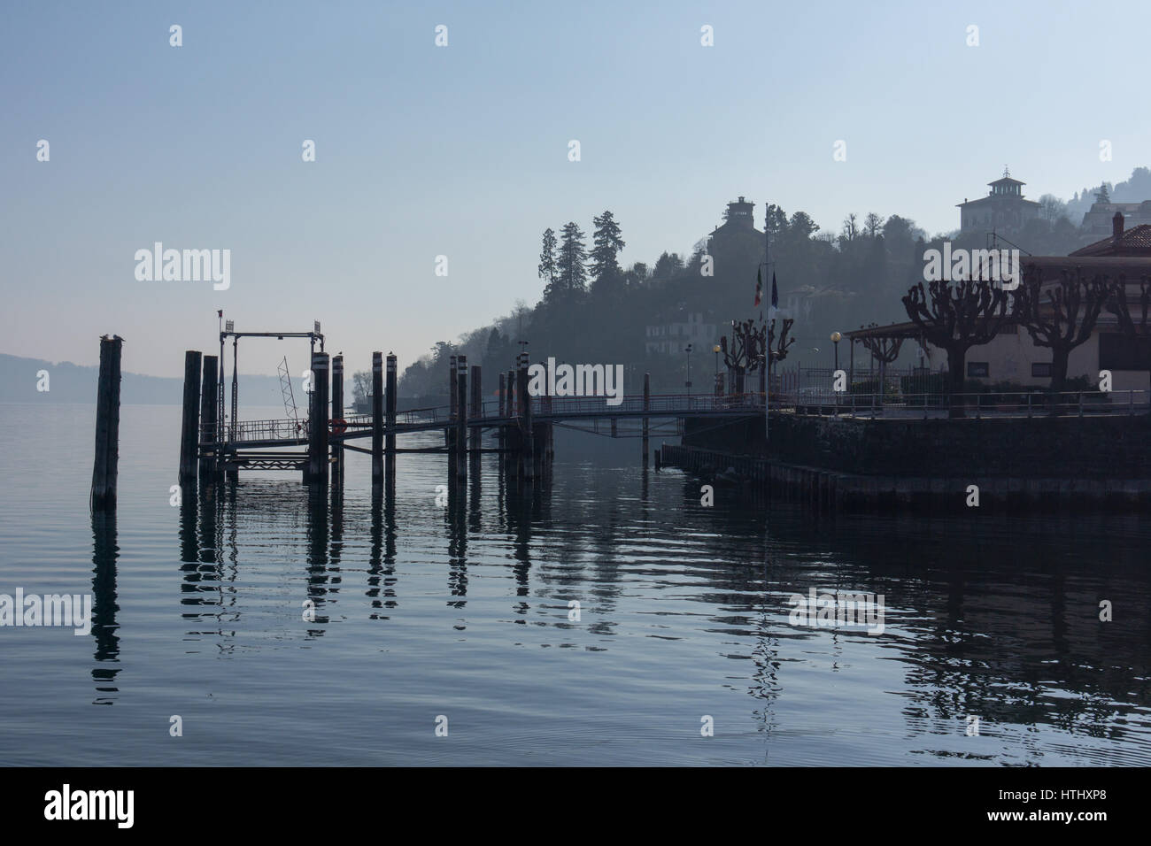 Old pier in Stresa on Lago Maggiore, Northern Italy Stock Photo