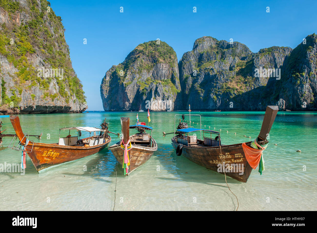 Maya Bay, Phi Phi Islands, Thailand is a popular tour destination from