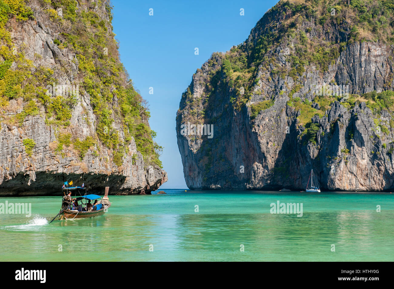 Maya Bay, Phi Phi Islands, Thailand is a popular tour destination from