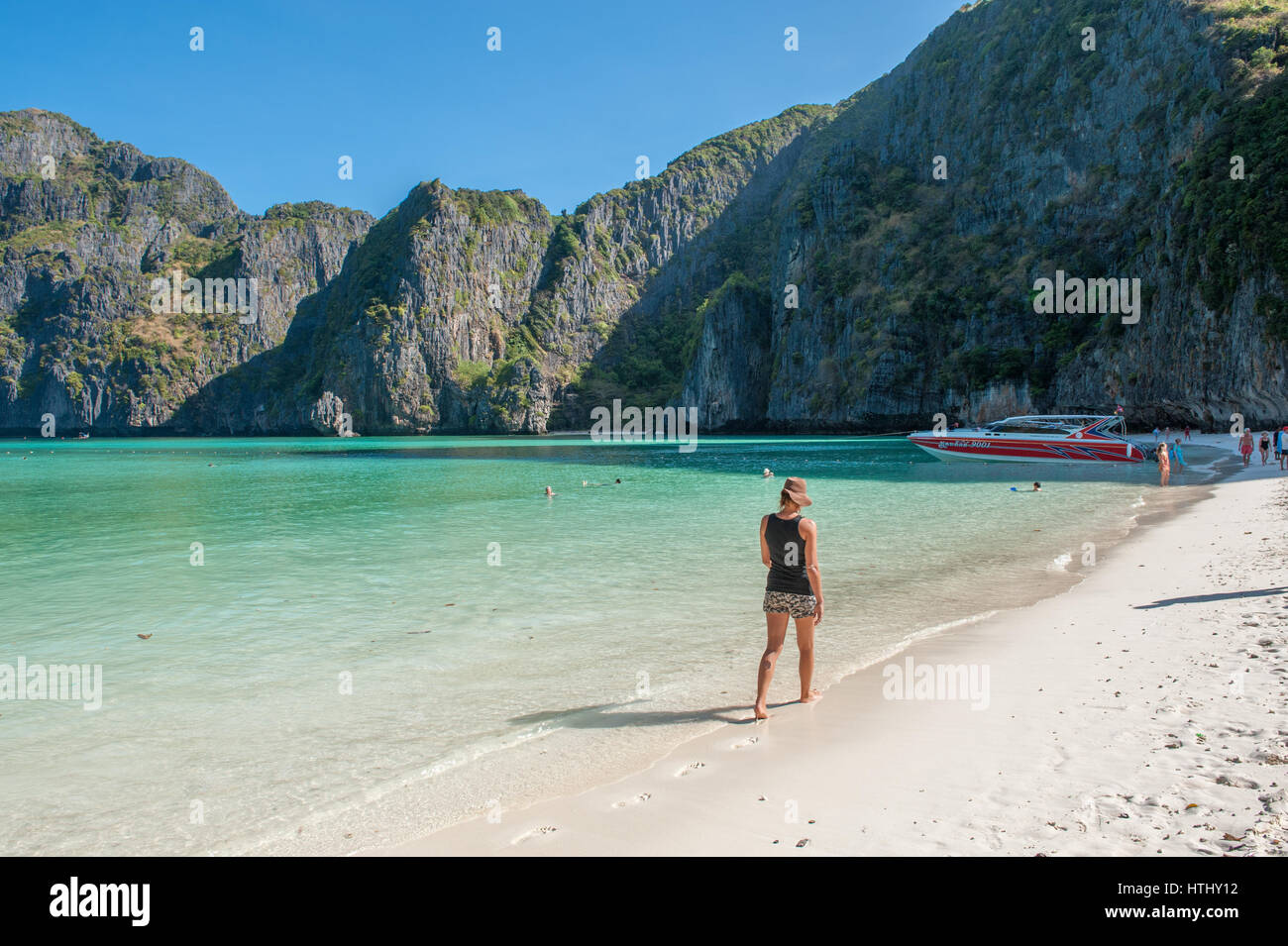 Maya Bay, Phi Phi Islands, Thailand is a popular tour destination from