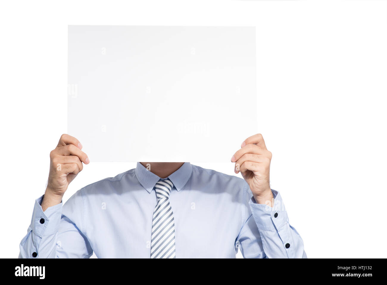 Man holding blank paper. empty copyspace Stock Photo - Alamy