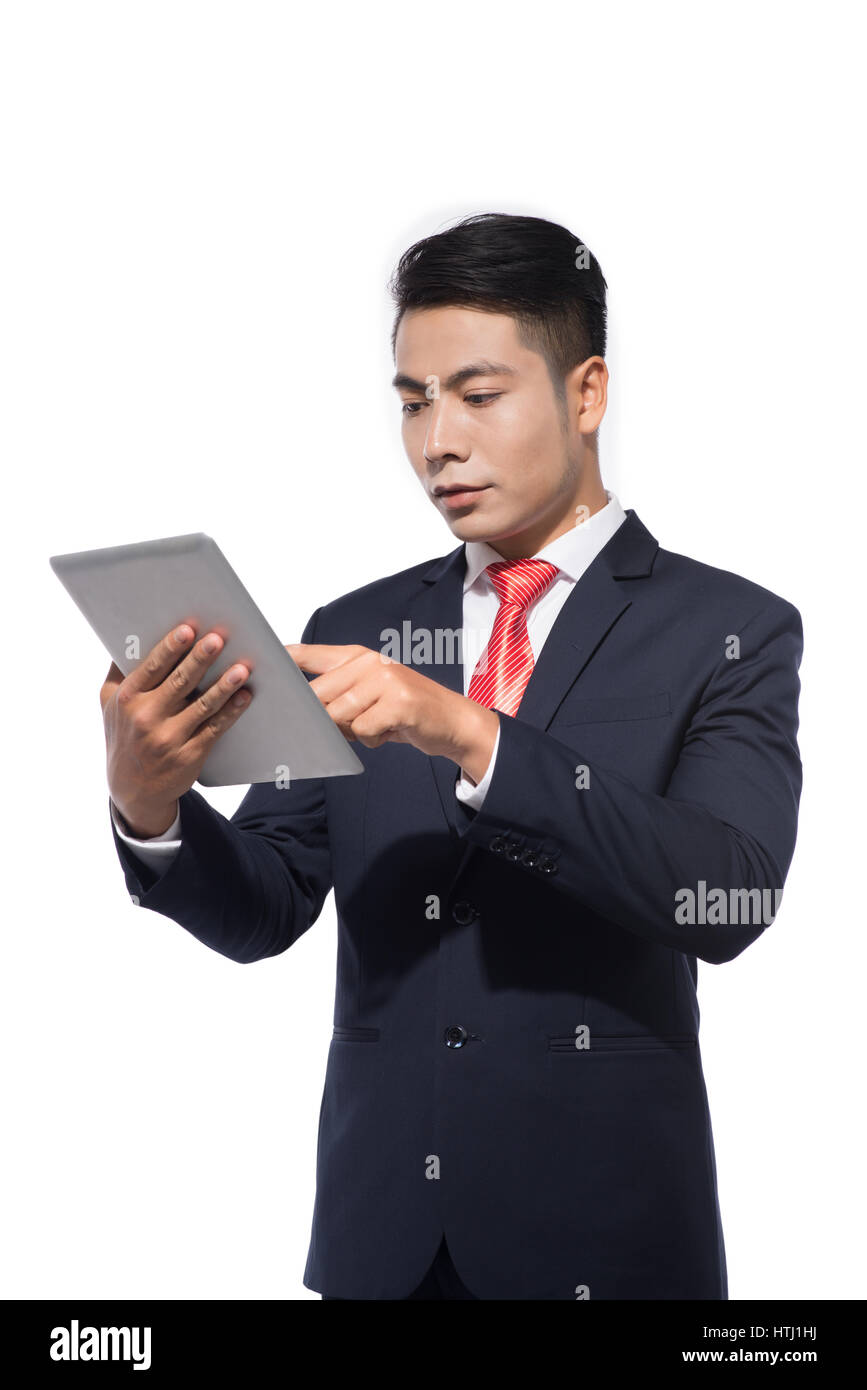 Man sales manager using tablet hi-res stock photography and images - Alamy