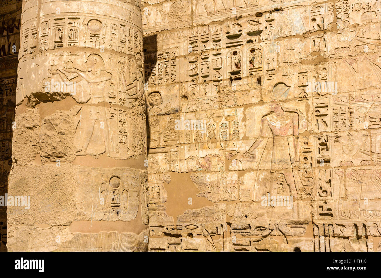 Ancient carvings in the Mortuary Temple of Ramses III. near Luxor ...