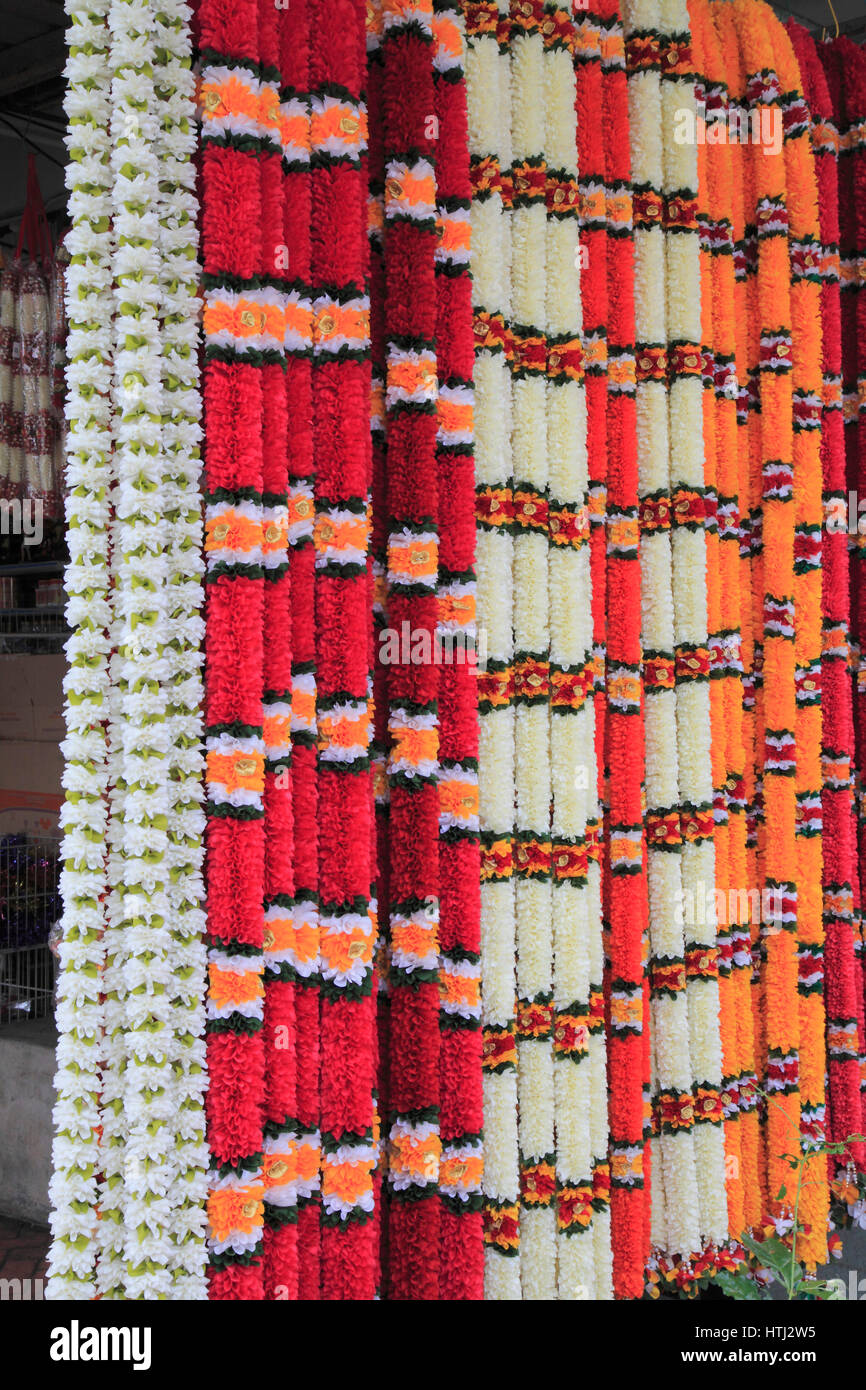 Malaysia, Penang, Little India, flower garlands, Stock Photo