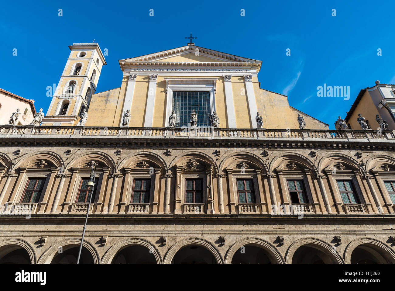 Facade of a church and an old classic building in the historical center ...