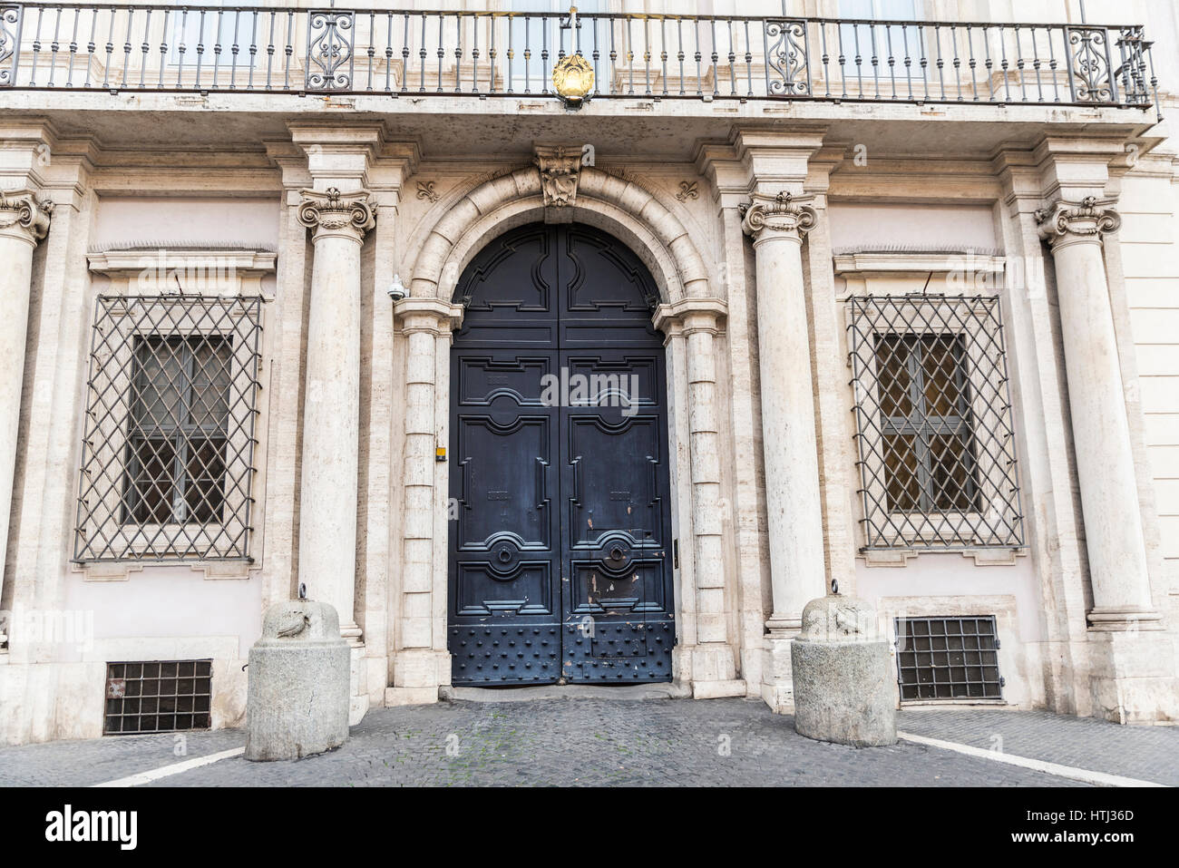 Facade of an old classic building in the historical center of Rome, Italy Stock Photo