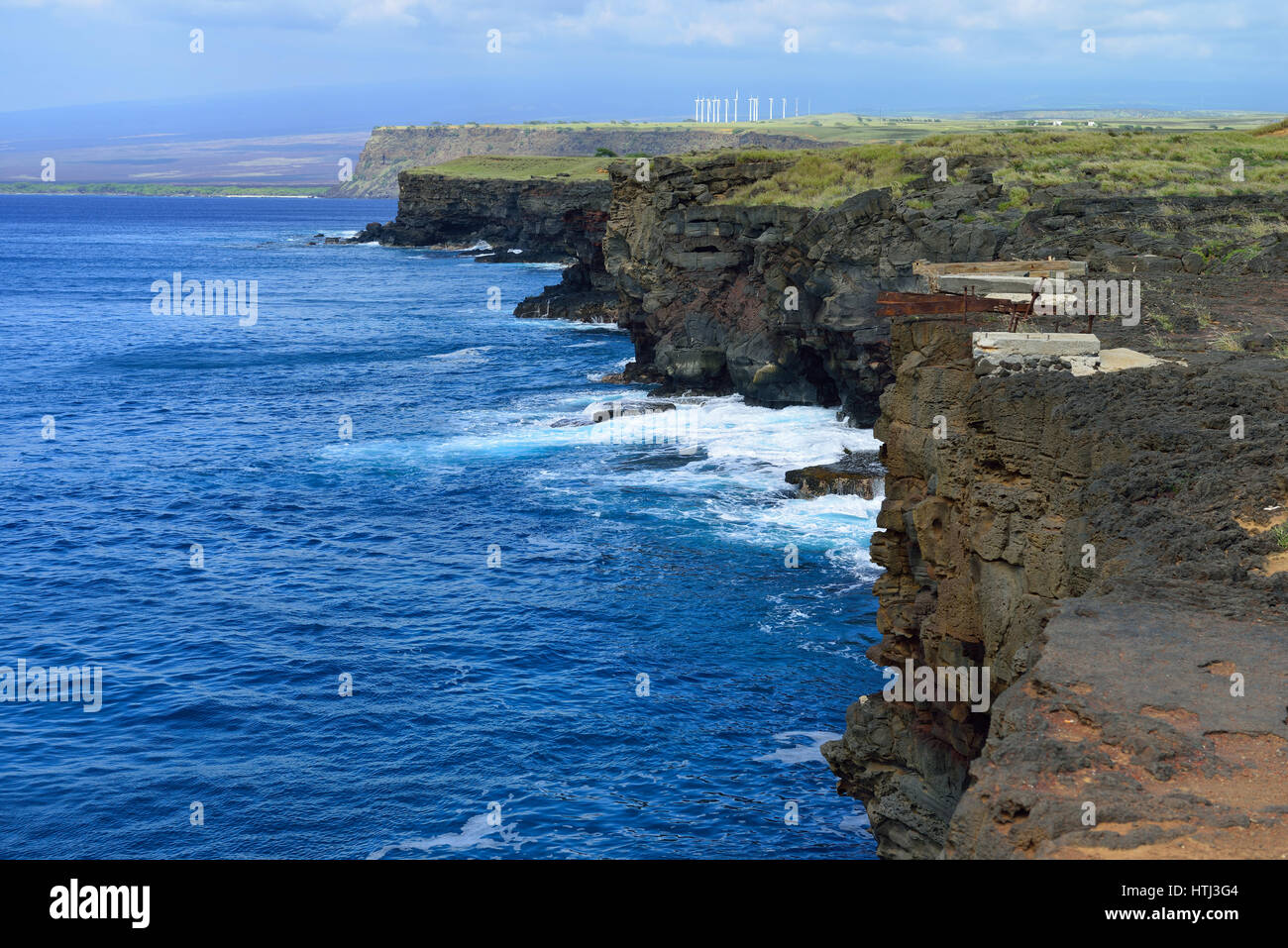 pacific ocean at Ka Lae the southernmost point of the Big Island of Hawaii Stock Photo