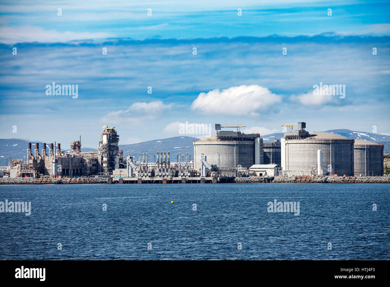 Hammerfest Island Muolkkut Northern Norway, gas processing plant. Stock Photo