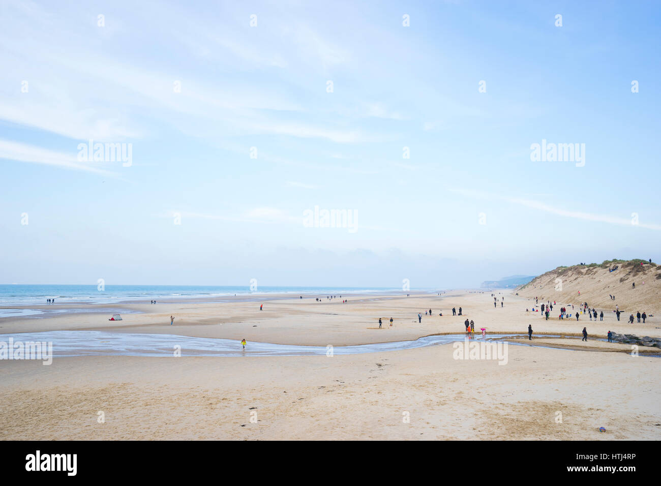 quiet beach scenery at Hardelot Plage, Cote d'Opale, France Stock Photo