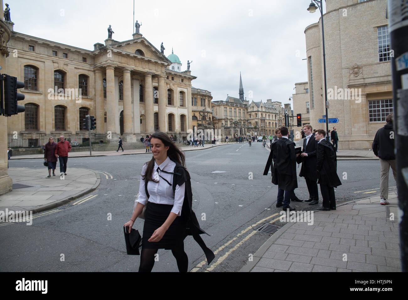 Students in Oxford University in gown during matriculation Stock Photo