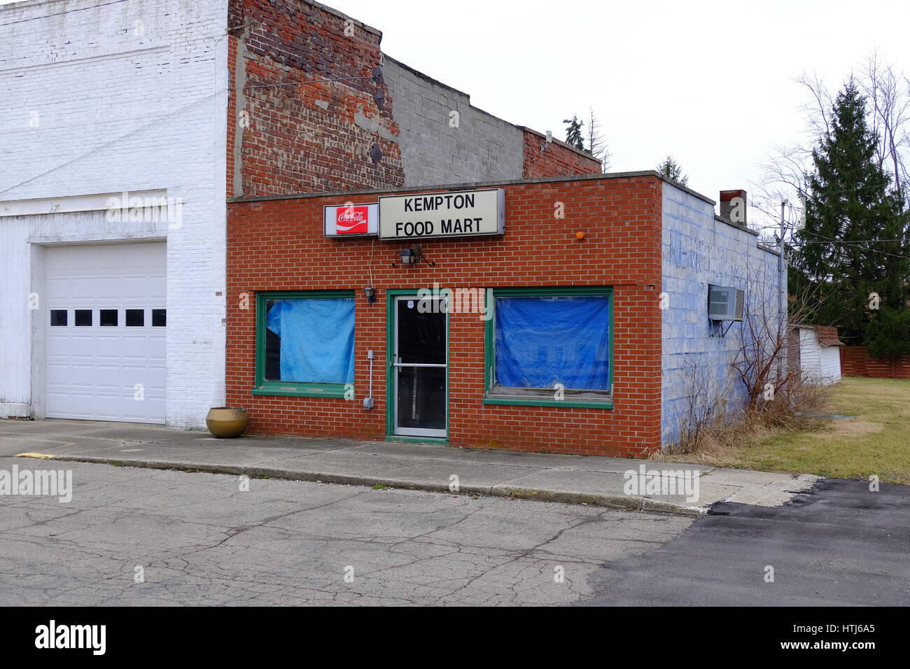 An abandoned grocery store in a small town in central Indiana Stock