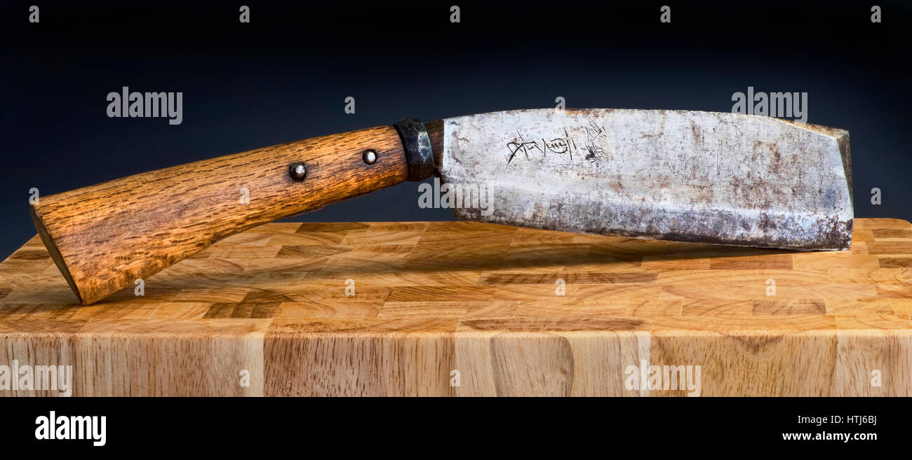 Antique Japanese knife cleaver hand made in Sakai,Osaka Japan in