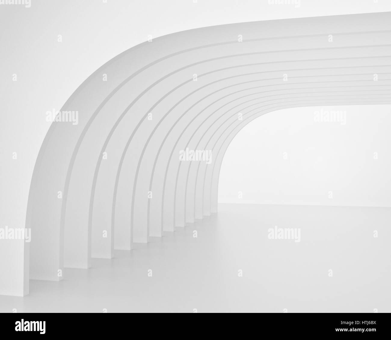 White arch shaped tunnel. 3d render image Stock Photo