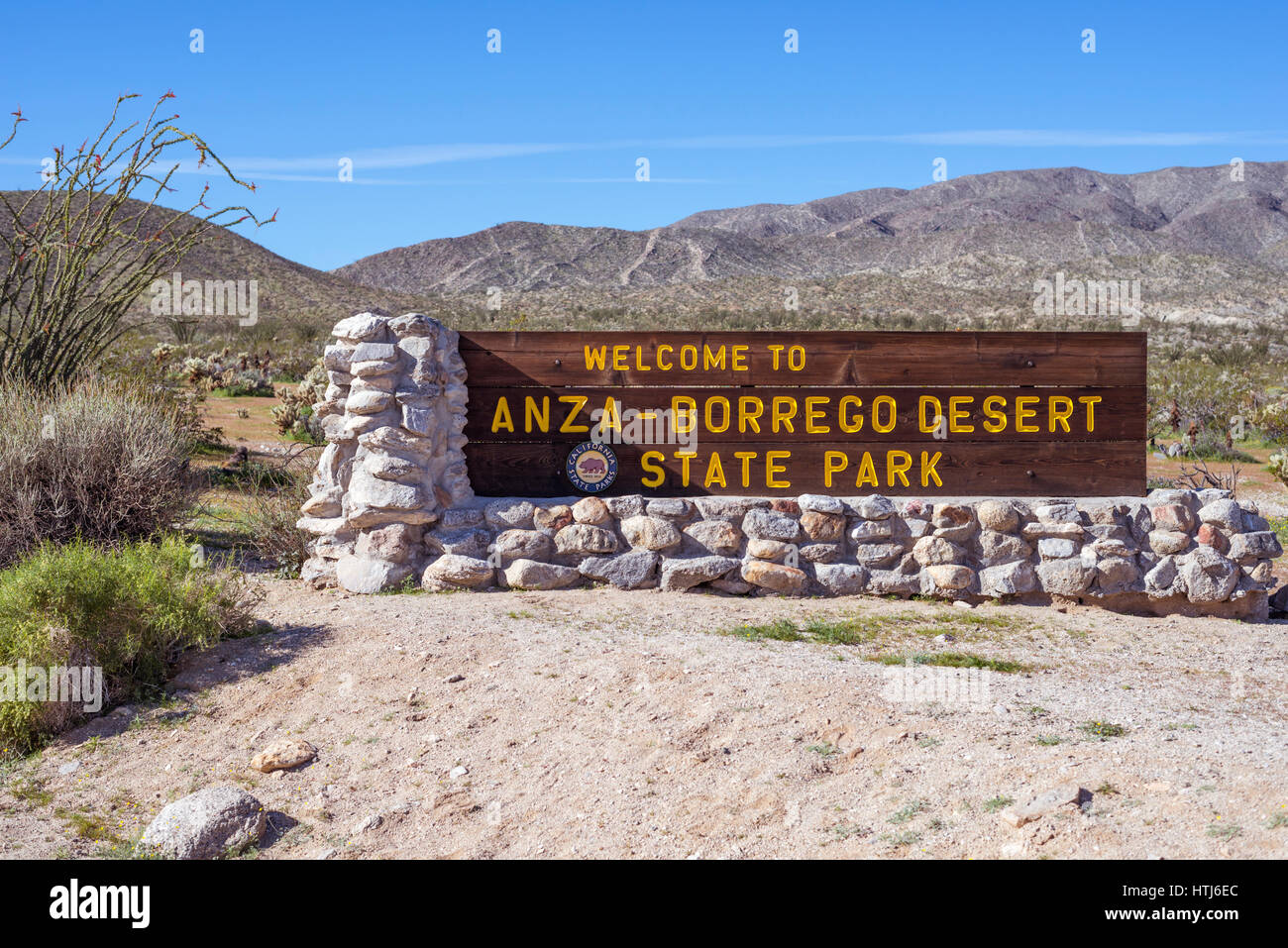AnzaBorrego State Park sign. Borrego Springs, California, USA Stock