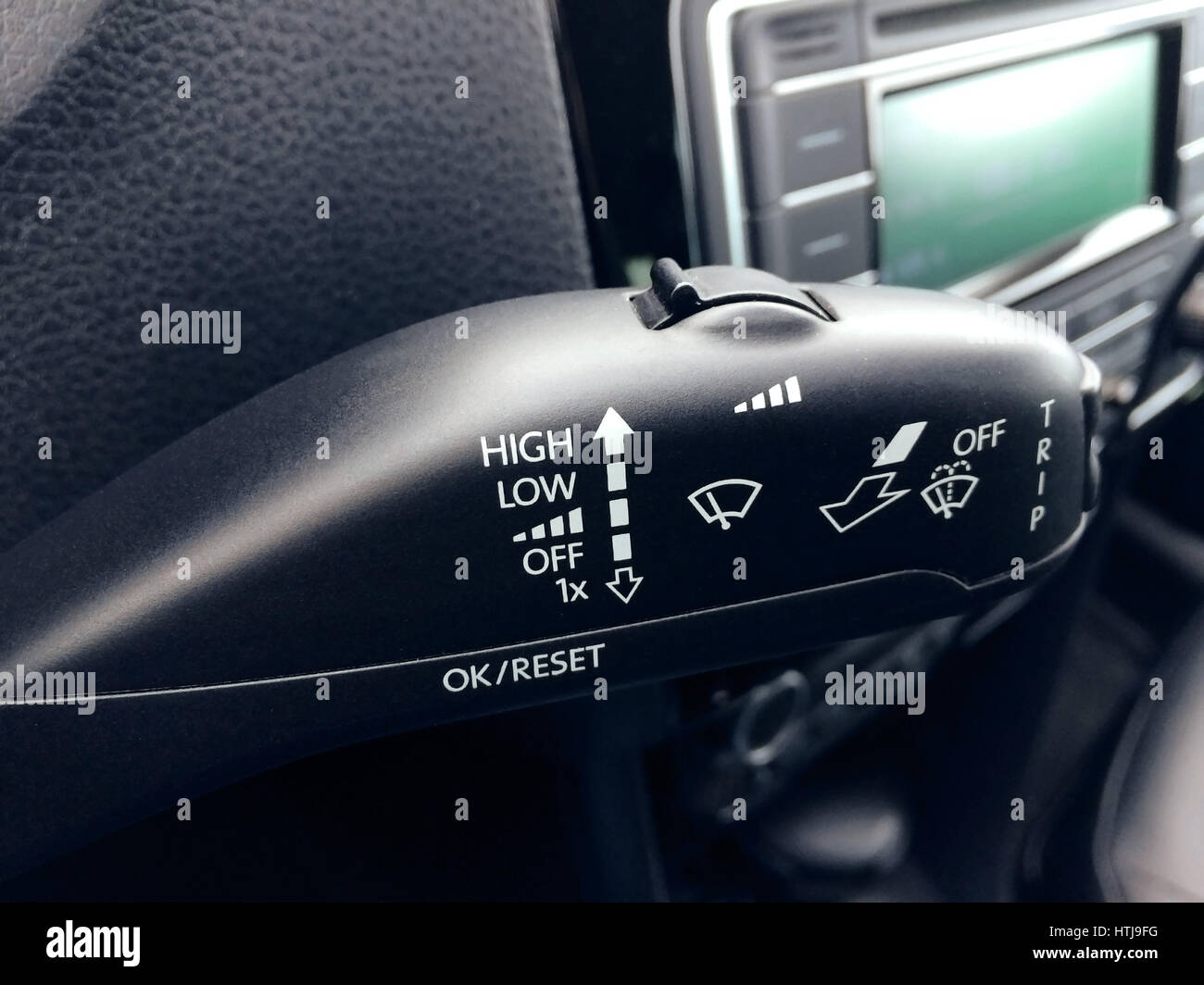 windshield wiper lever in the interior of cars Stock Photo Alamy