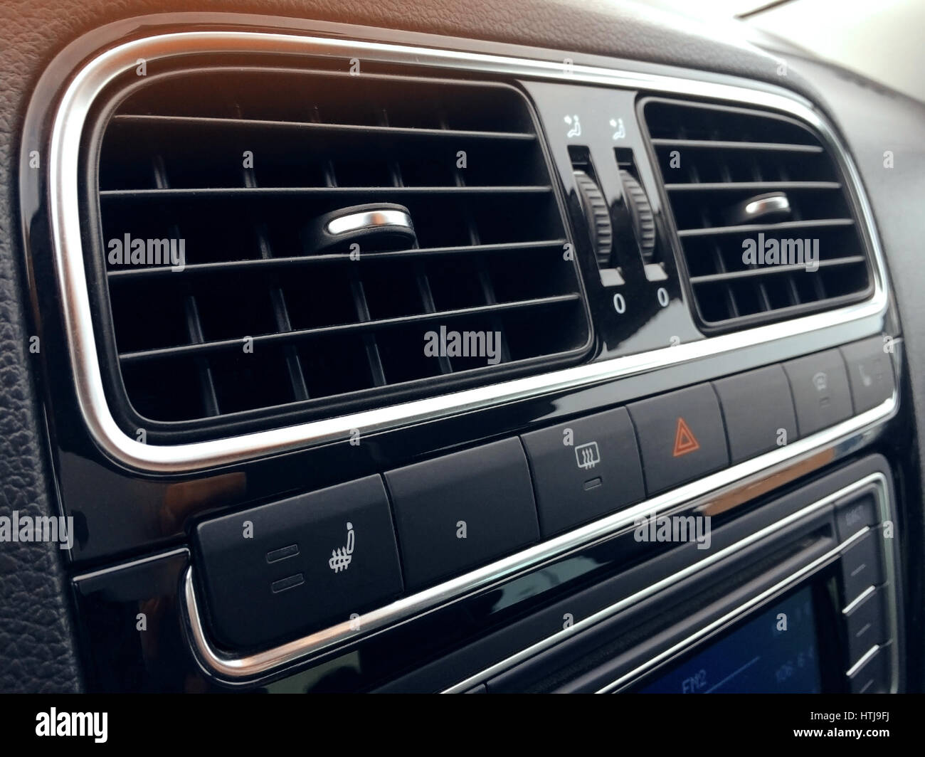 Car air conditioning. The air flow inside the car. Detail interior of