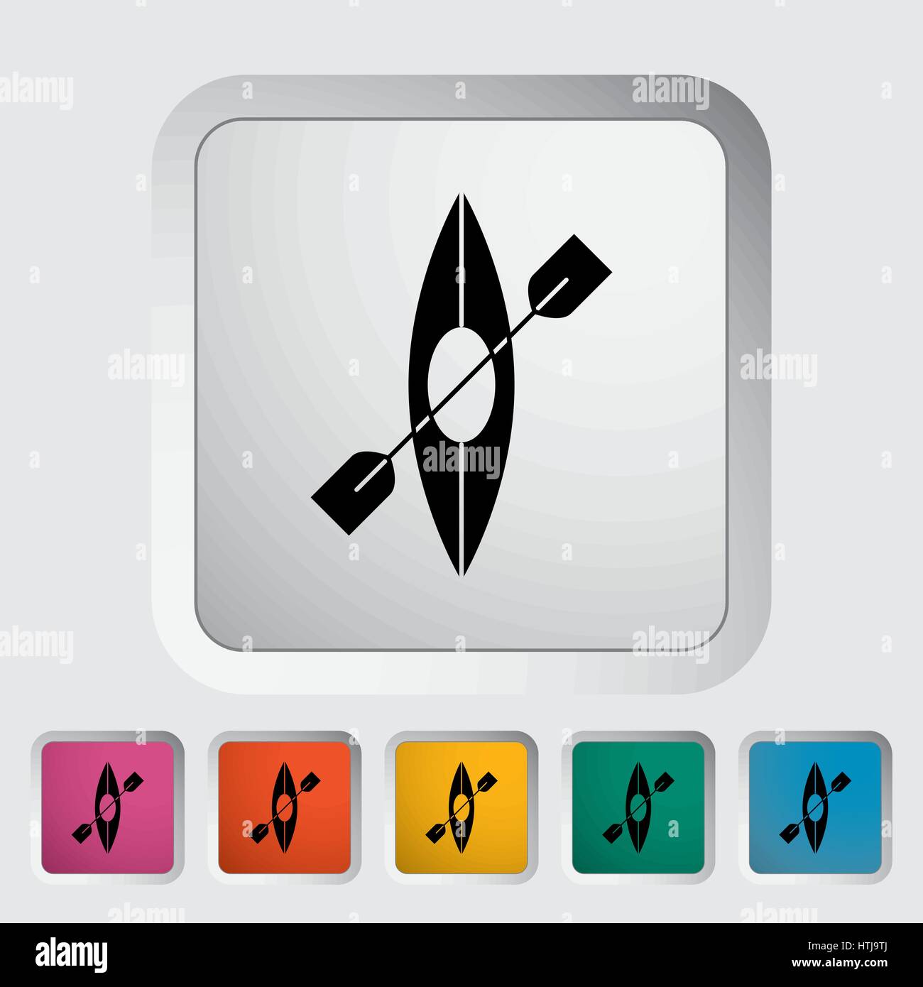 Canoe. Single flat icon on the button. Vector illustration Stock Vector ...