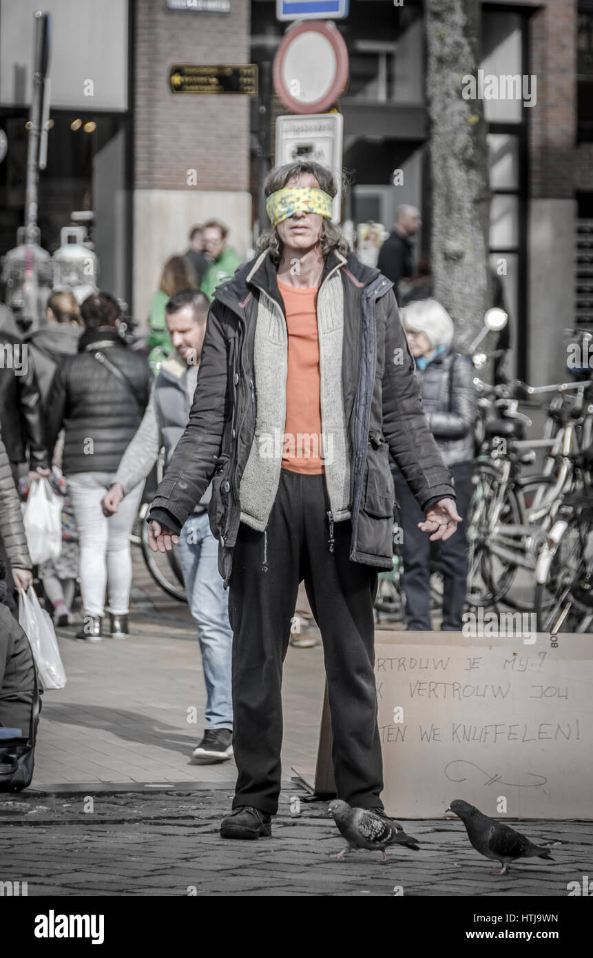 Free Stock Photo of Blindfolded Man Standing in Water