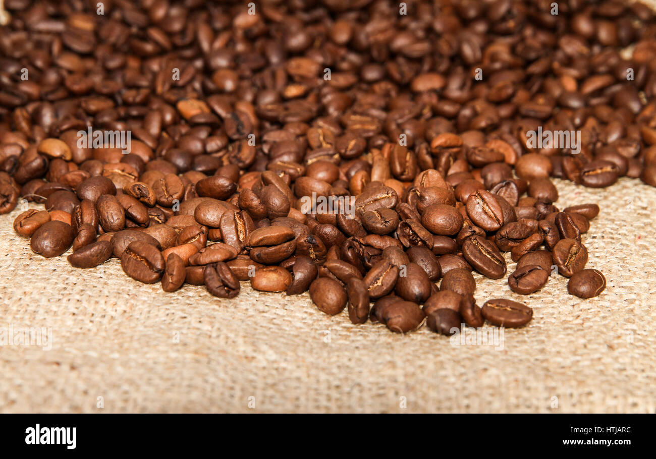 Arabic Roasted Coffee Beans on Sack Background Stock Photo - Alamy