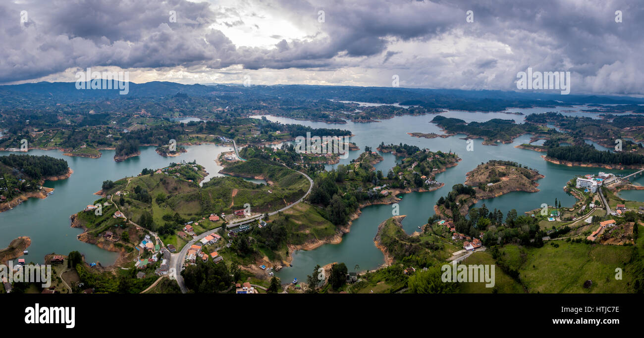 Panoramic view of Guatape Dam (Penon) - Colombia Stock Photo