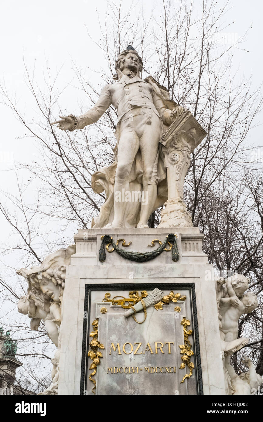 Statue of Mozart in Burggarten Imperial Palace Gardens, Vienna, Austria, Europe Stock Photo