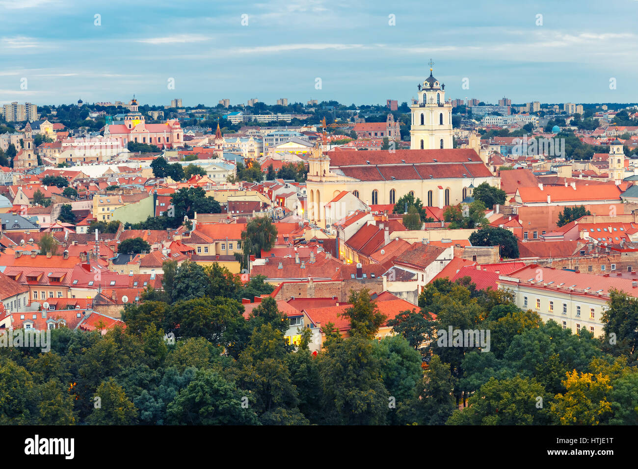 Aerial view over Old town of Vilnius, Lithuania. Stock Photo