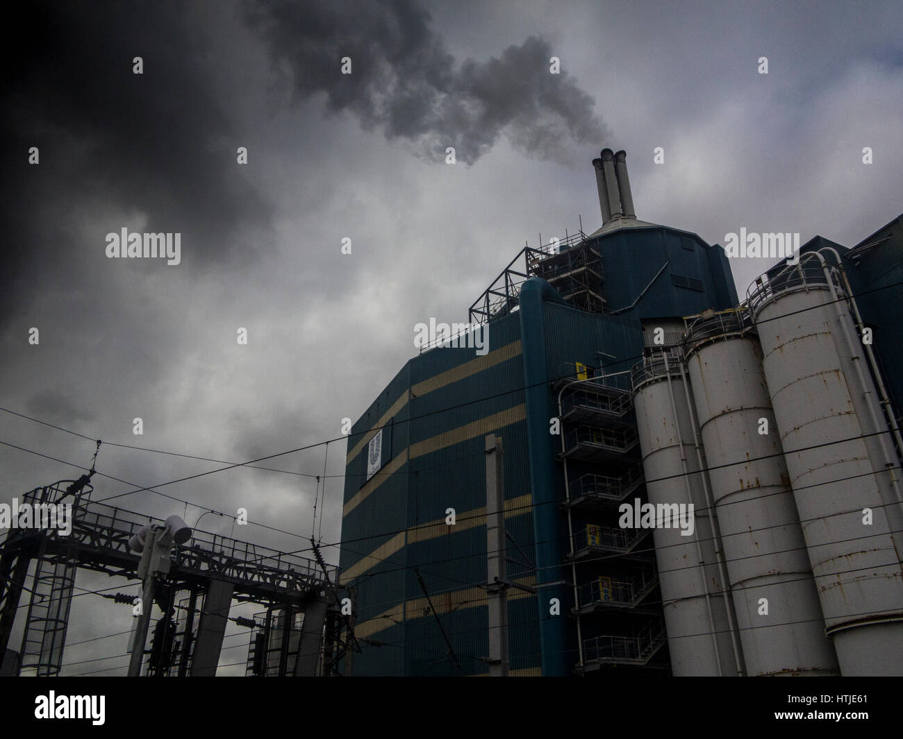 Unilever's detergent plant emits clouds of pollution Stock Photo