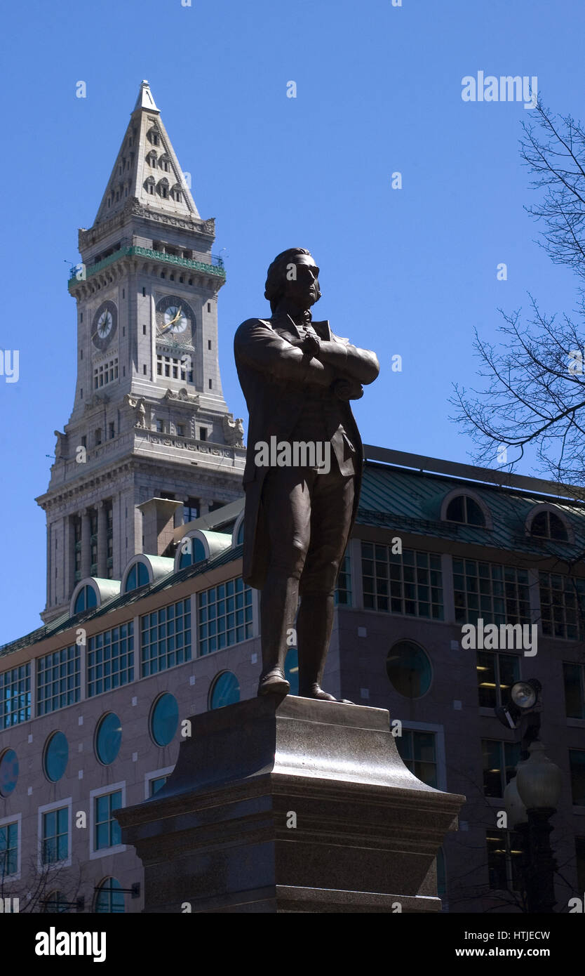 John Adams Statue in downtown Boston, Massachusetts at Fanueil Hall Marketplace Stock Photo