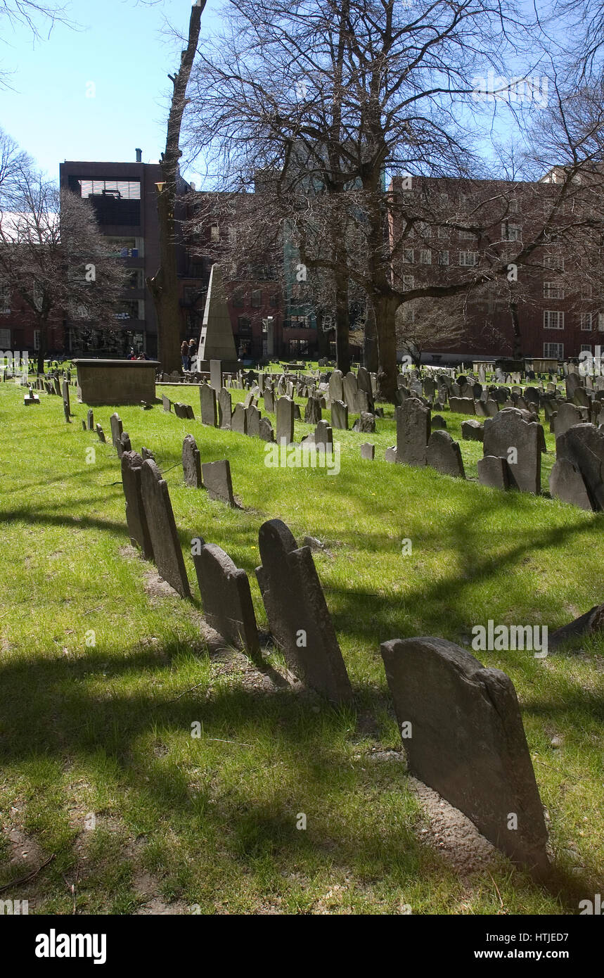 Historic Old Grannery Burial Ground in Boston, Massachusetts Stock Photo