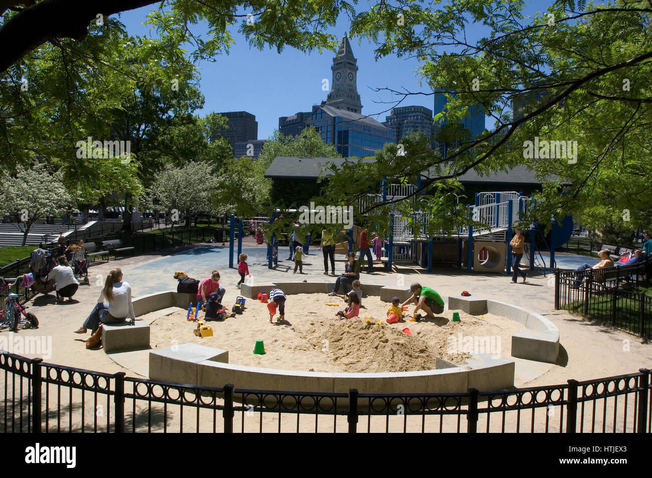Childrens Playground in Christopher Columbus Park in Boston's North End ...