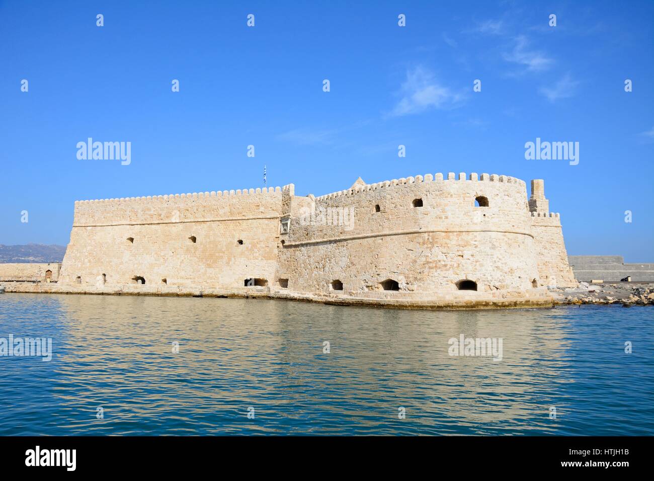 View of Koules castle in the harbour, Heraklion, Crete, Greece, Europe. Stock Photo