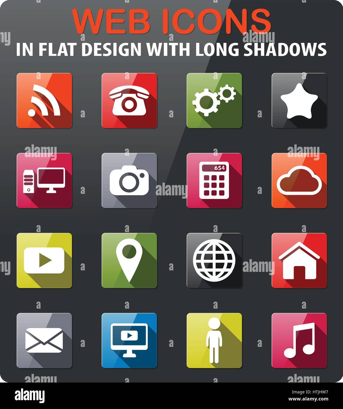 Social media icons set in flat design with long shadow Stock Vector ...