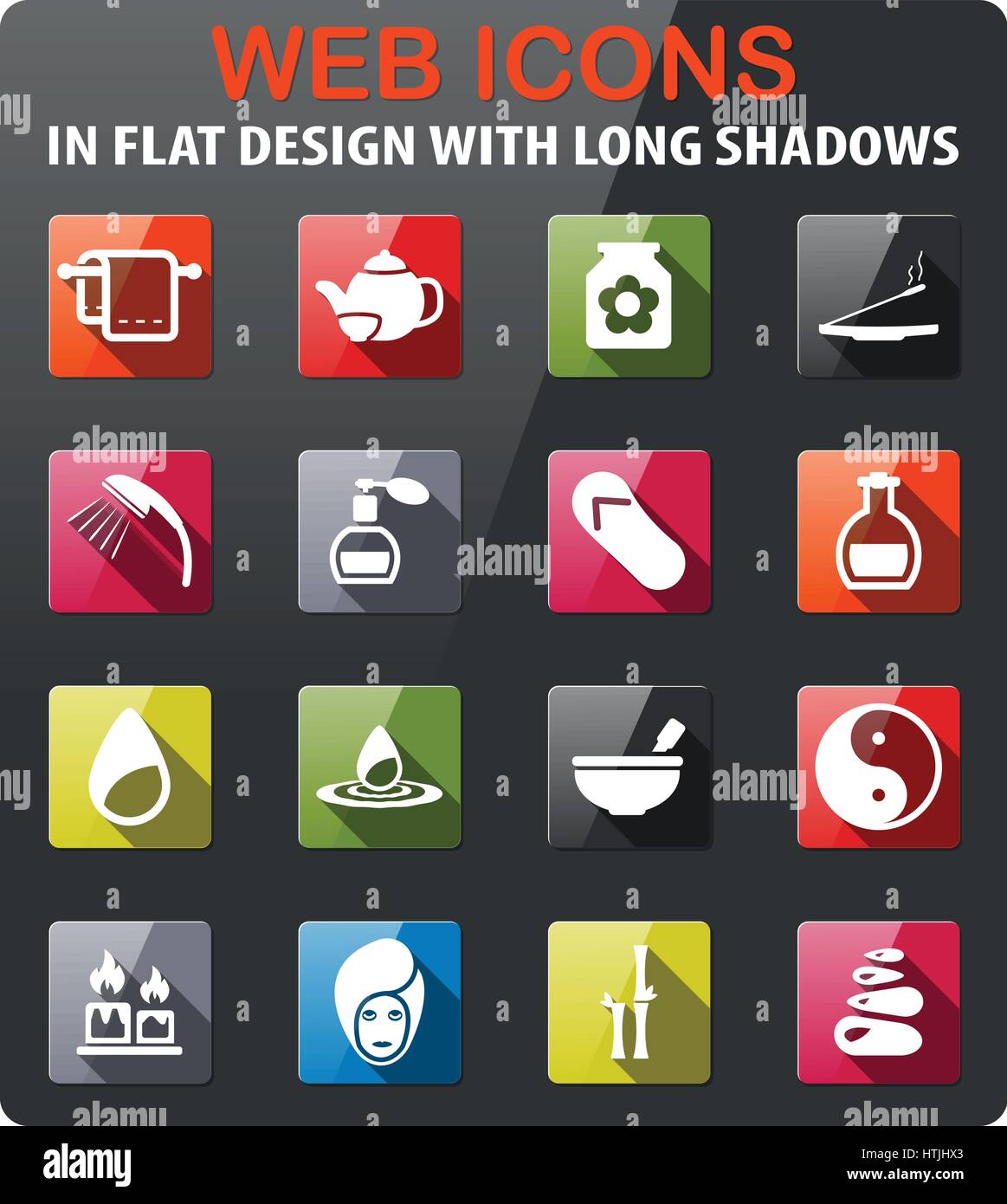 Spa icons set in flat design with long shadow Stock Vector Image & Art ...