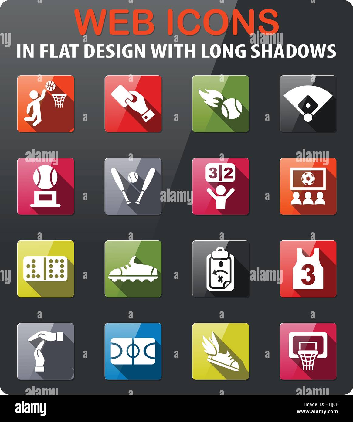 sport icons set in flat design with long shadow Stock Vector Image ...