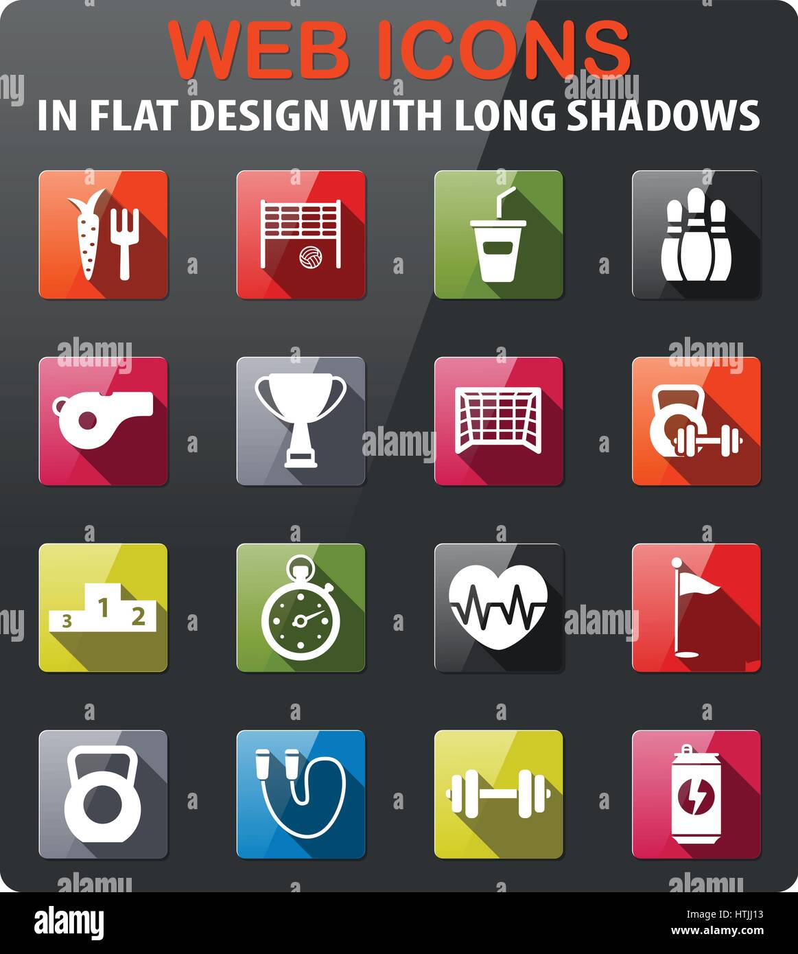 Sport icons set in flat design with long shadow Stock Vector Image ...