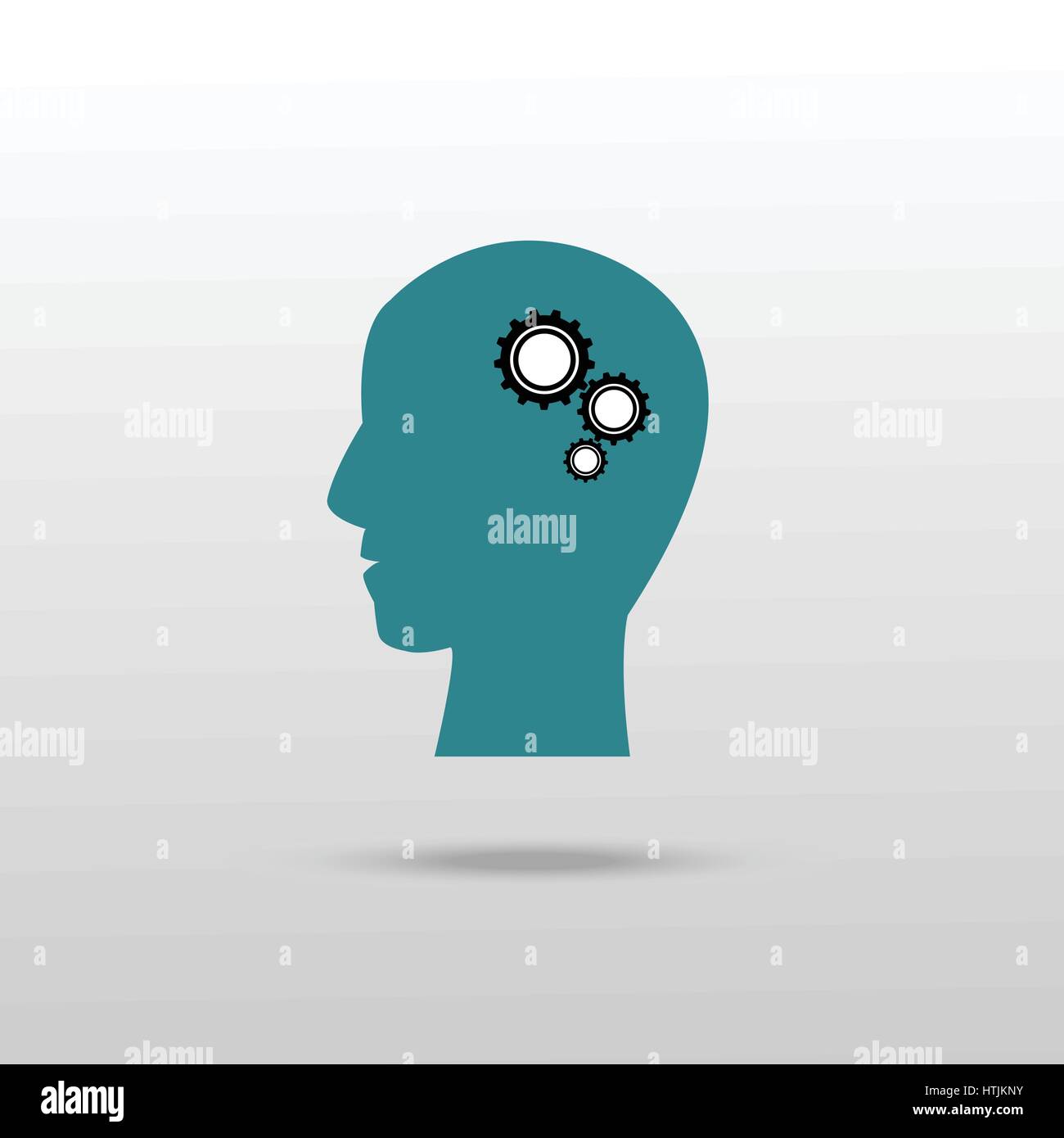 Gears in human head icon. Simple illustration of gears in human head vector icon for web Stock Vector