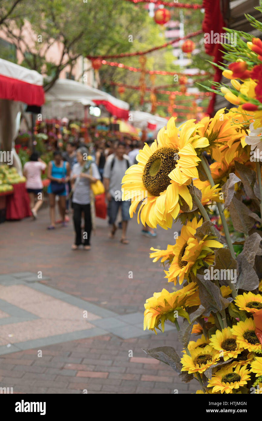 Market at Chinese New Year, Singapore Stock Photo