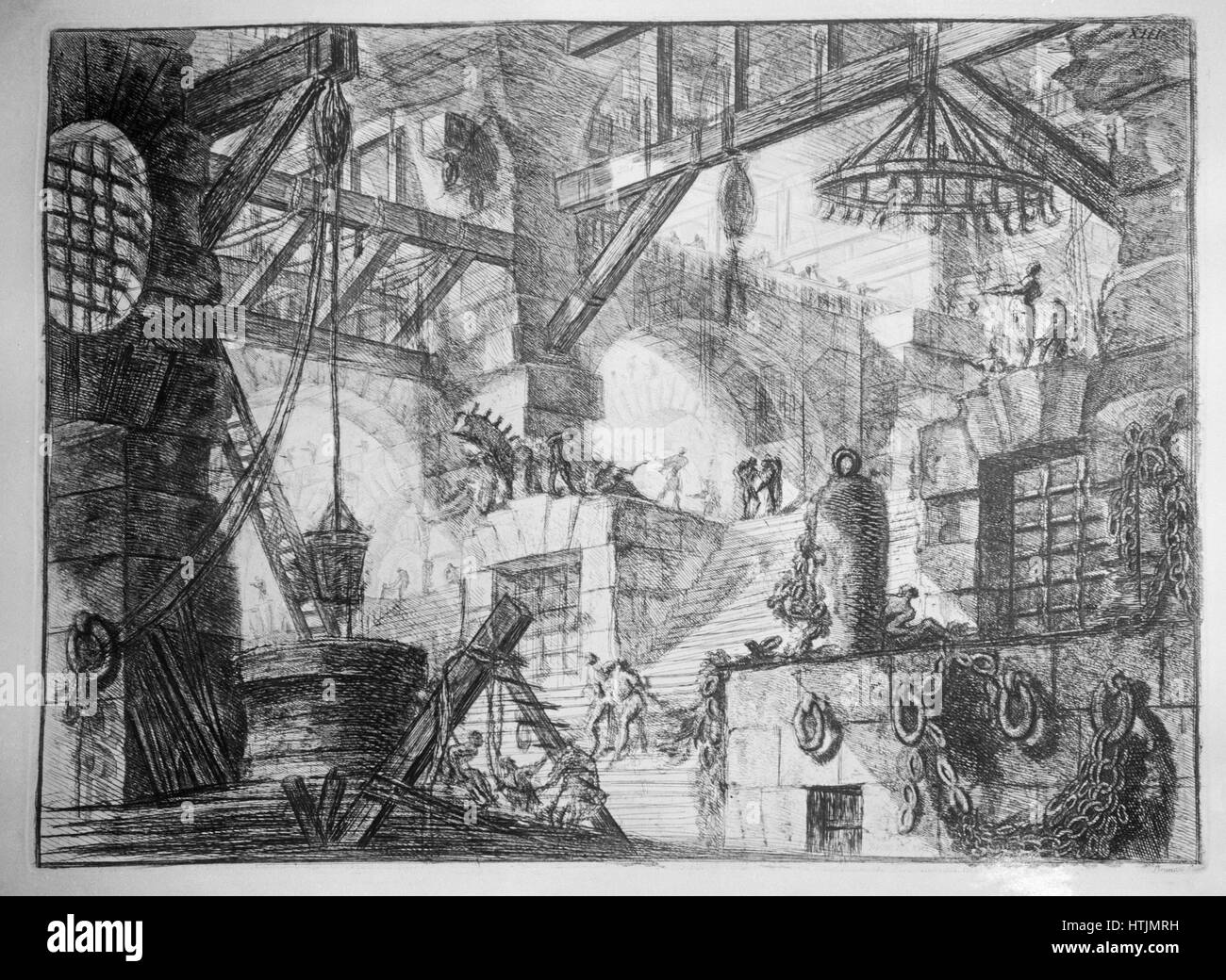 The Imaginary Prisons (Carceri d'invenzione), second version of the series of engravings by Giovanni Battista Piranesi, published in 1761. Plate XIII: The Well Private collection Stock Photo