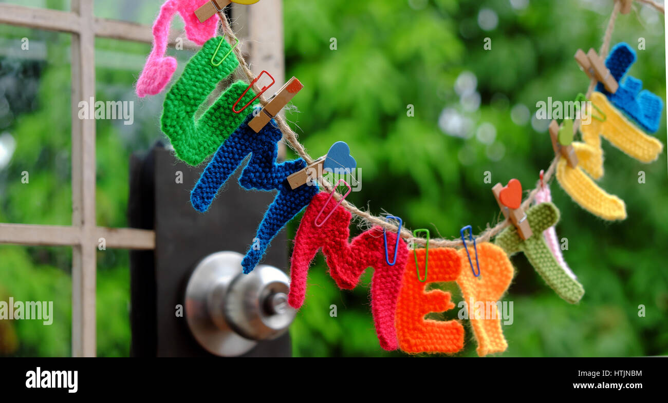 Summer letter hang on rope, summertime background with alphabet on ...